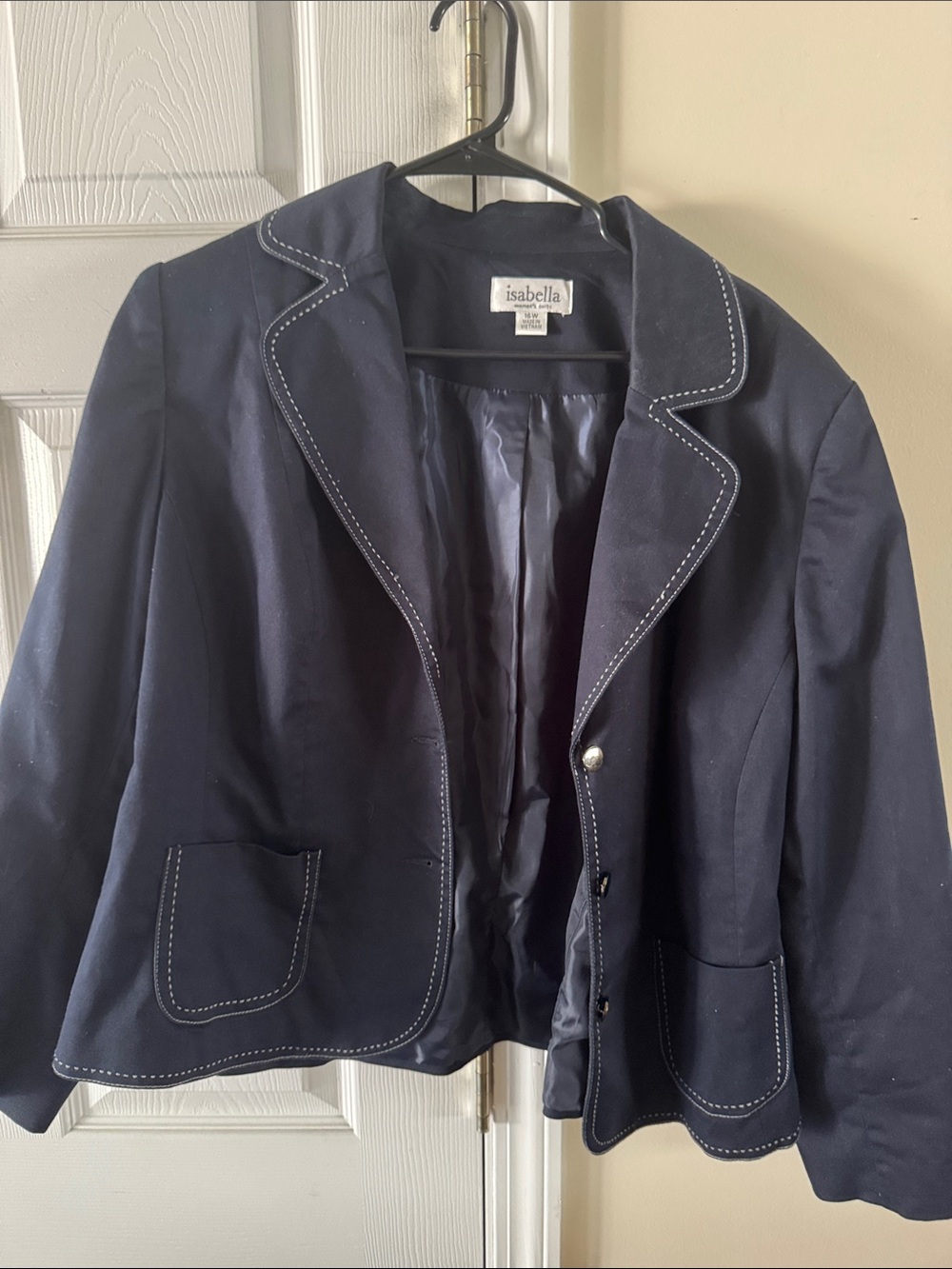 Abella Navy Blazer with Contrast Stitching